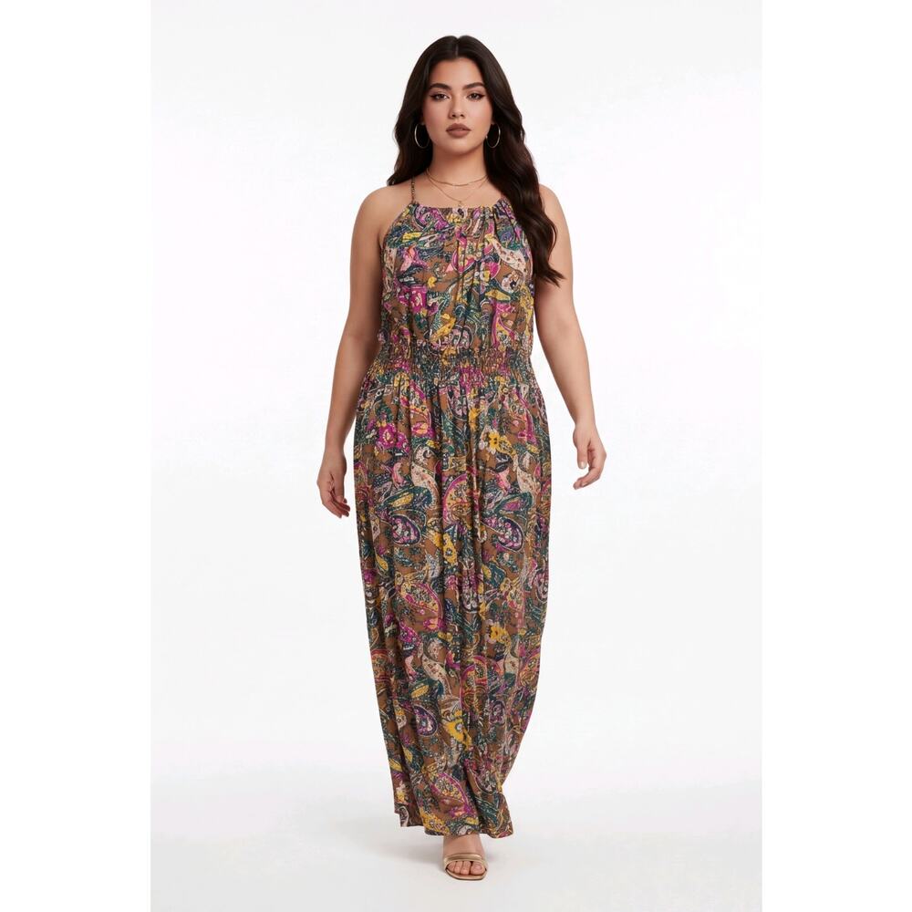 Seven Island Tiered Floral Boho Spaghetti Strap Maxi Dress size2 X